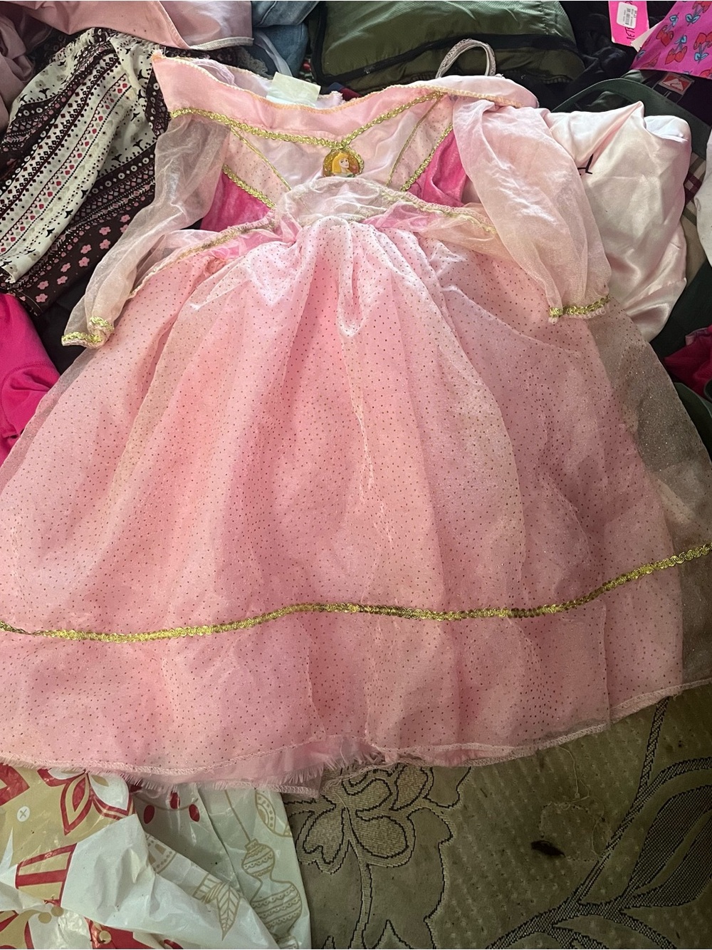 Disney Pink Glitter Princess Gown with Gold Trim
